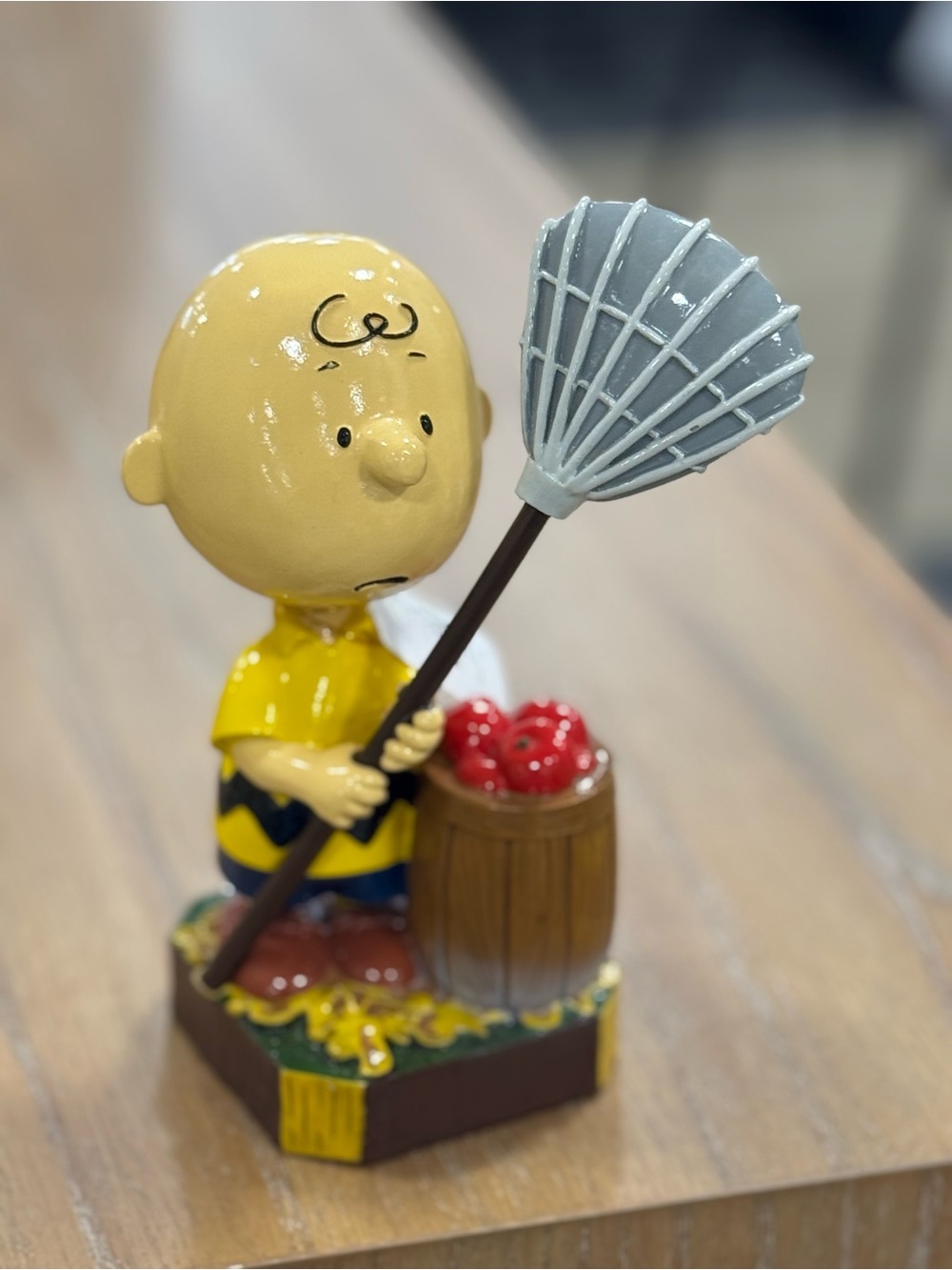 Peanuts Yellow Charlie Brown Figurine with Gray Net